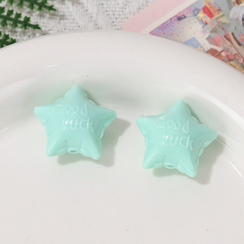 Wholesale 10pcs/pack Colorful Acrylic Lucky Star Straight Hole Beads